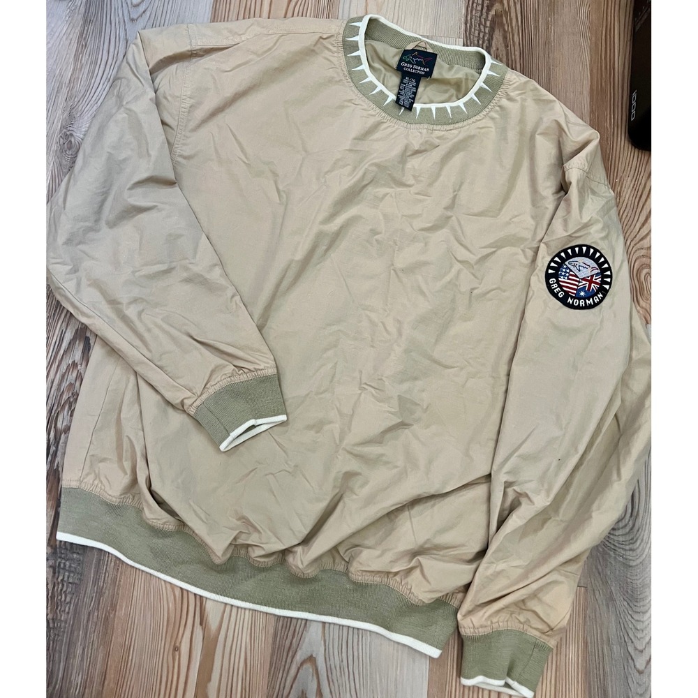 VTG 90s Greg Norman Collection Mens XL Tan Golf Windbreaker Outdoor Gorpcore